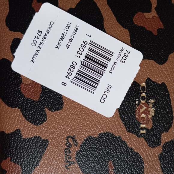 Coach Corner Zip Wristlet Leopard Print - Picture 4 of 4